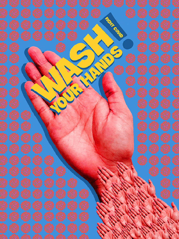 Digital propaganda poster was created to encourage people to wash their hands and follow health guidelines
to fight Covid-19.